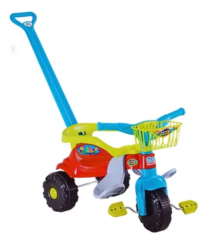 Tico Tico Menino Triciclo Infantil Motoca Bebe Velotrol Com Haste Para  Empurrar Proteçao Lateral e Para os Pes