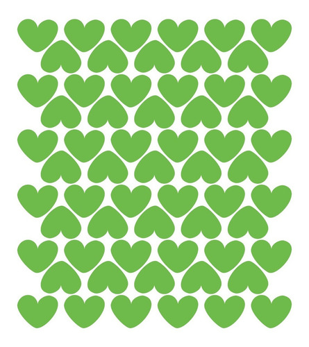 Adesivo De Parede Infantil Corações 55un Cobre 5m² Cor Verde-claro