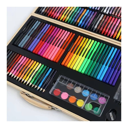 Imagen 6 de 9 de Set De Arte 180 Piezas Lápices Para Colorear + Maleta Madera