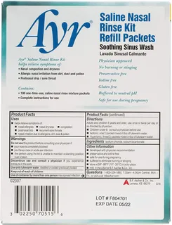 Ayr Nasal De Solución Salina Enjuague Kit De Recarga De Paqu