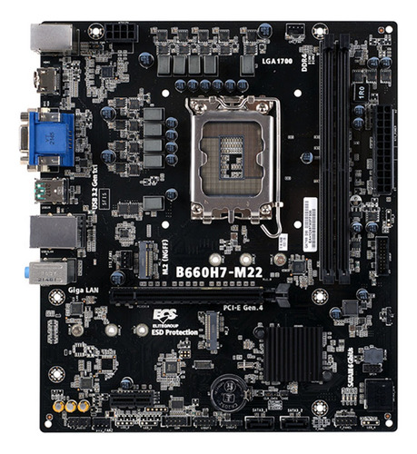 Tarjeta Madre Ecs B660h7-m22 S-1700 2x Ddr4 3600 Vga Hdmi