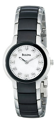 Reloj  Mujer Diamantes Plata Y Negro