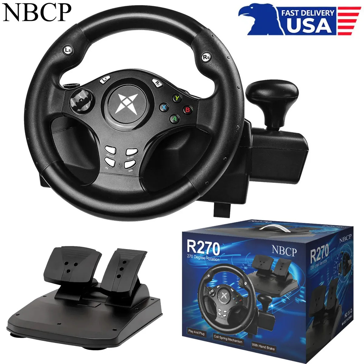 Volante NBCP R270 com Pedais, Para PC e PS