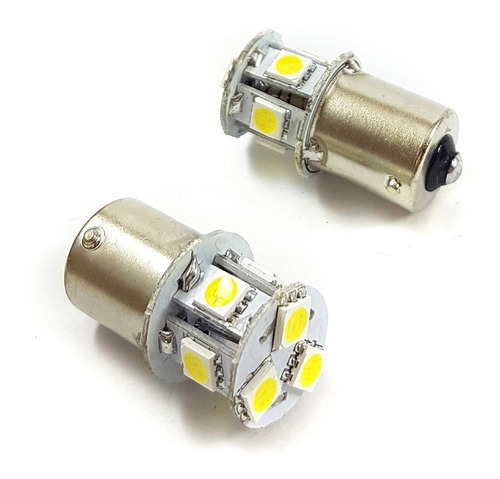 Lampara S25 8 Led Blanca Ba15s 1 Polo Flash 12v X2 Un.