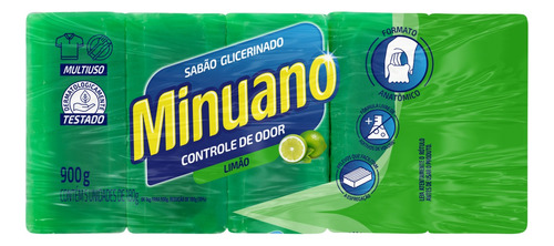 Sabão em pão Minuano Glicerinado Multiuso limão  900 g  pacote x 5