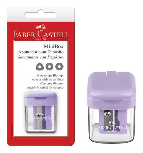 Apontador Com Depósito Minibox - Lilás Pastel Faber Castell