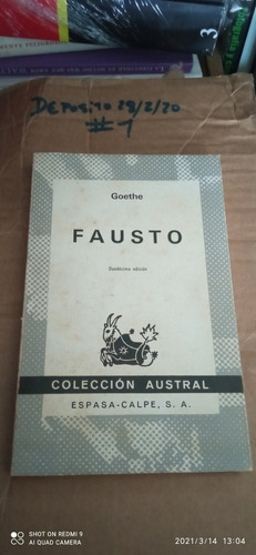 Libro Fausto. Goethe. Austral