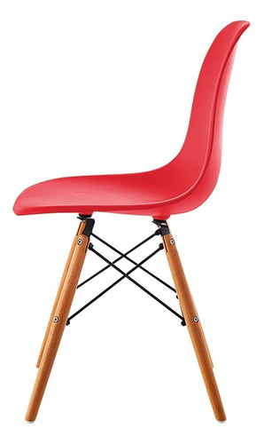 Imagen 2 de 7 de Silla Eames Plastico Patas En Madera Moderna Pc071