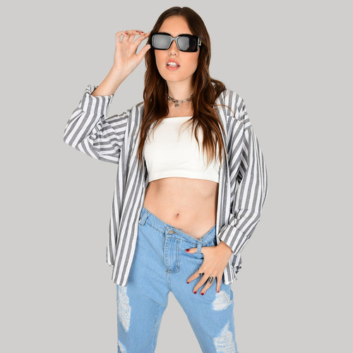 Camisa Rayada Mujer Kamon Pola Nola