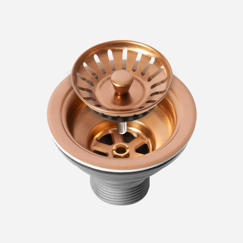 Válvula Inox Para Cuba Cozinha 4 1/2 Com Tampa (rosé Fosca)