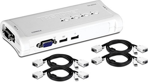 Trendnet Conmutador De 4 Puertos Usb Kvm Kit, Vga Y Usb Cone