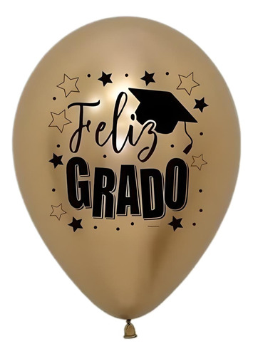 Globos Latex De Feliz Grado Y Graduacion Dorado 12u