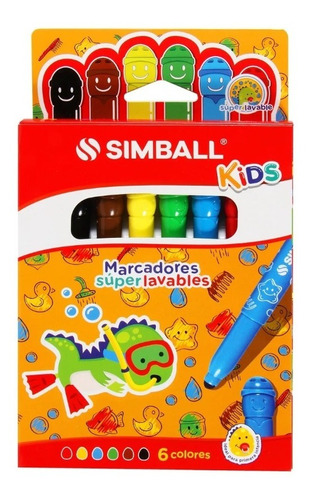 Marcadores Súper Lavables Simball Kids X 6 Colores