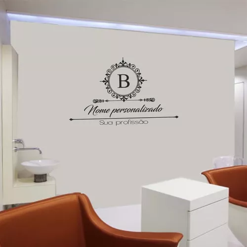 Adesivo De Parede Decorativo Logo Nome Personalizado Ateliê Salão de Beleza  Boutique Estabelecimento