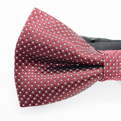 Corbata Moño Pajarita Vino Punto Blanco Chico Hombre