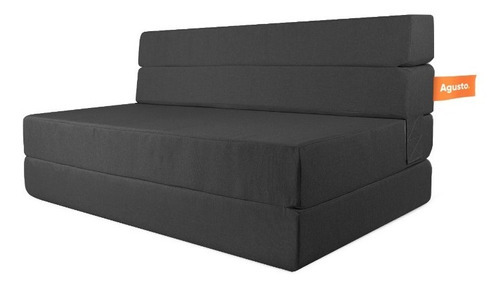 Sofa Cama Doble Agusto ® Sillon Plegable Matrimonial Colchon Color Negro