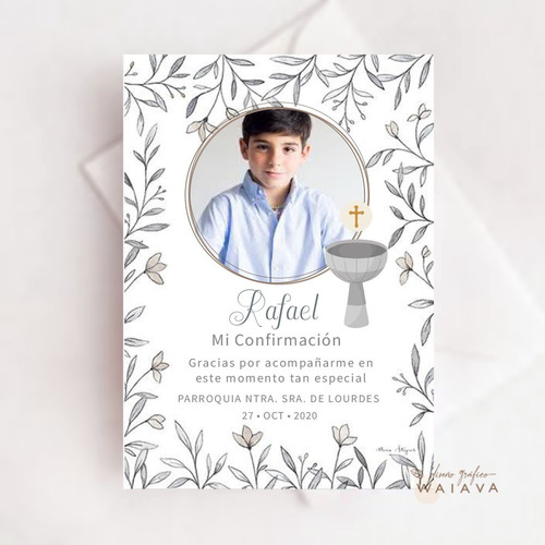 Imagen 2 de 9 de Estampas Primera Comunión Tarjetas Nenes Con Foto X 4u