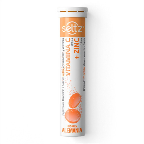 Zinc + Vitamina C Seltz Tabletas Efervescentes Sabor Durazno Y Maracuya