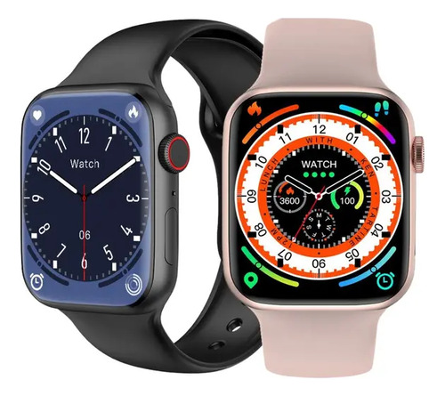Bml Relógio Smartwatch X9 Pro Android Ios Amoled Preto Caixa Cinza Bisel Rosa Desenho Da Pulseira Lisa