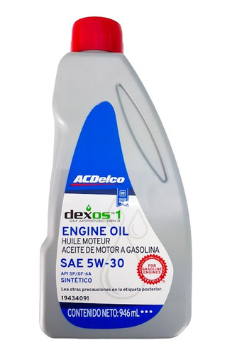 Aceite Sintético Sae 5w30 Api Delco Dexos Botella 946 Ml.