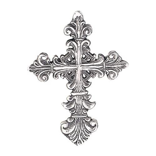 Cruz De Pared Antigua De 8 Pulgadas Plata Y Negro Decor...