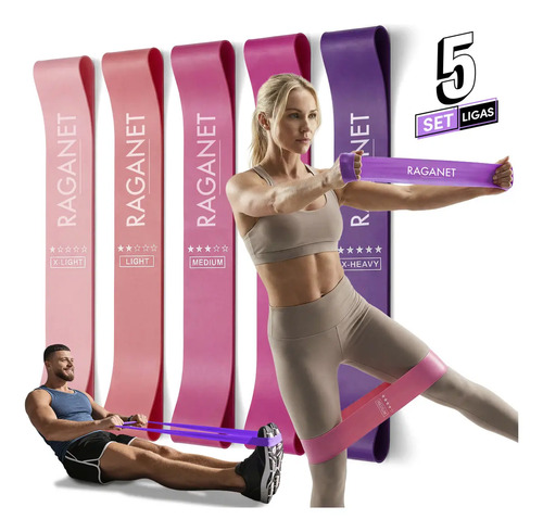 Bandas De Ejercicio Resistencia Elásticas 5 Niveles Yoga Fitness