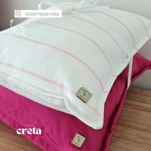 Pack X2 - Fundas Almohadon Tusor 50x70 (varios Colores) Rayado Rosa Funda Tusor