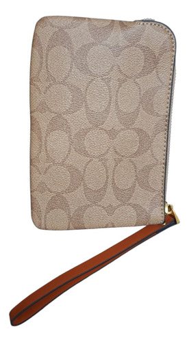 Muñequera Para Mujer Con Tarjetero Interno Estilo Ch 18x13 Marrón Floreado