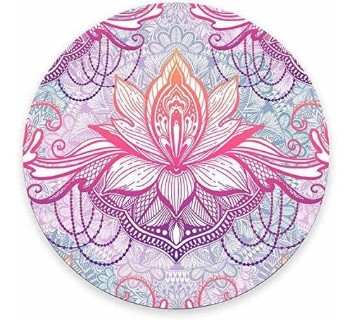 Pad Mouse - Round Mouse Pad, Mandala Lotus Flowers Mouse Pad