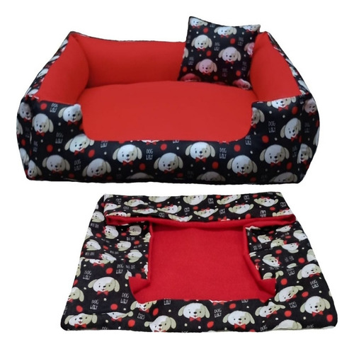 Cama Pra Cachorro Grande Cama Pet + Capa Extra 70x80cm Cor Cama Vermelha + Capa Vermelha