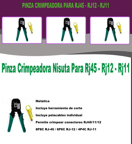 Pinza Crimpeadora Nisuta Para Rj45 - Rj12 - Rj11