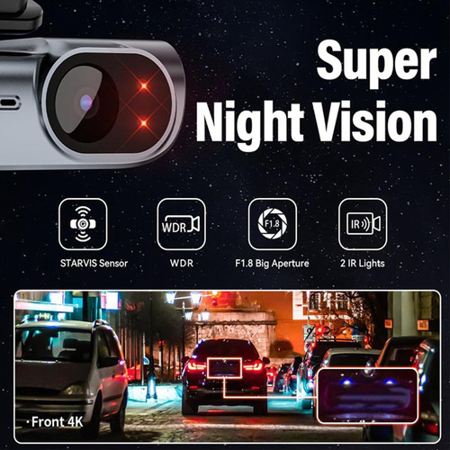 Cámara De Salpicadero Trasera Dual Frontal 4k Sin Pantalla W