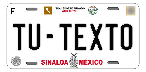 Placas Para Auto Personalizadas Sinaloa 1