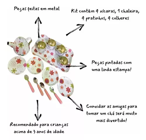 Jogo de Chá Lucy Em Inox
