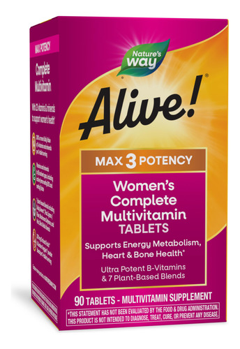 Nature's Way Alive! Max3 Multivitamínico Mujer 90 Tabletas