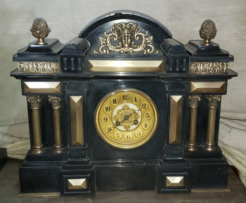 Reloj Antiguo De Mármol Y Bronces Maquina Paris Montepio_ant