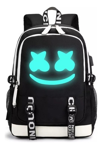 Mochila Marshmello Bolsa De Carga Usb De Tela Oxford A