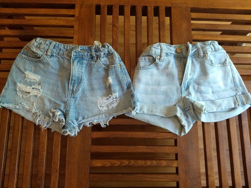 Lote Short De Jean Cintura Regulable Forever 21 Para Niña