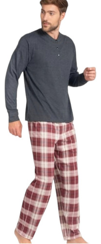 2090. Pijama Cuadrille Con Cartera, Algodon Poliester.