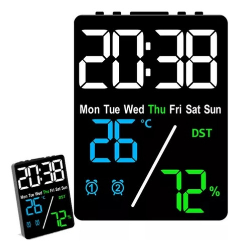 Reloj De Pared Digital Con Termómetro, Alarmas Y Calendario
