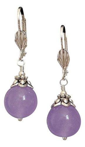 Aretes De Lavanda Mujeres Dijes Redondos De Plata Plate...