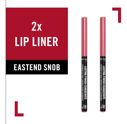 Delineador Labial Rimmel Exaggerate Eastend Snob, 2 Unidades
