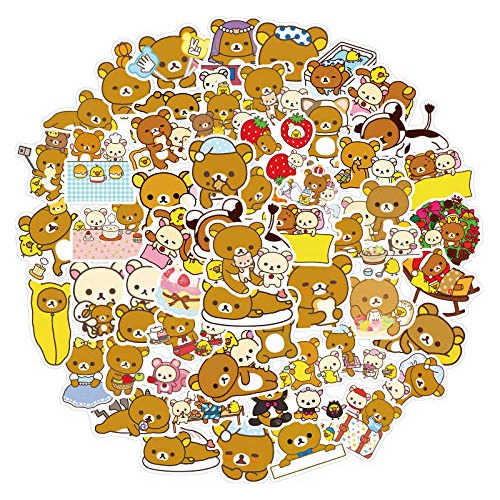 Rilakkuma Pegatinas 50 Piezas Impermeables, Extraíbles, Enca