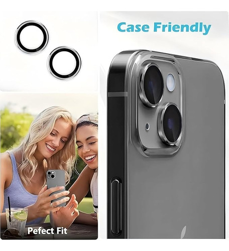 Protector Lente De Camara Metálico Para Iphone / Iphone Plus Negro Iphone 16 / 16 Plus