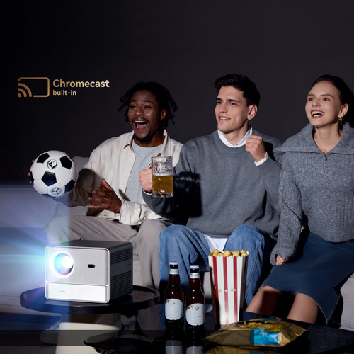 Projetor Wanbo Davinci 1 Pro, Google Assistant, sistema operacional Google, foco automático, Wi-Fi 5G, Bluetooth 5.0, 1080p nativo, 600ansi, 2 alto-falantes de 8w, certificação Widevine L1, prata
