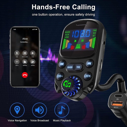 Transmissor Fm Bluetooth Sem Fio Para Carro Com Viva-voz