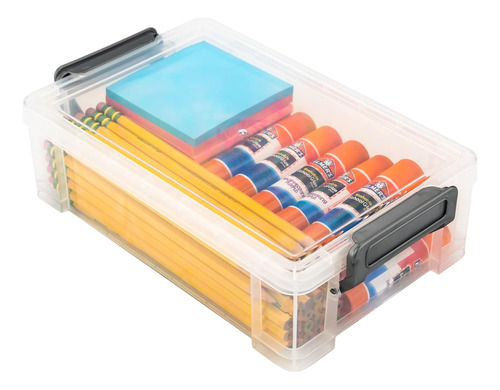 Extra Large Pencil Box 6-pack Grey Clips Stackable Box ...