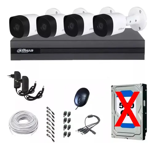 Kit Seguridad Dahua 4 Cámaras Exterior Full Hd Para Tu Casa Color Negro