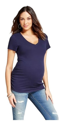 Blusa De Maternidad Con Escote En V Y Fruncido Lateral 