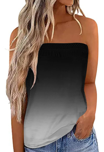 Camiseta Sin Mangas Tipo Bandeau Sin Tirantes Para Mujer, De